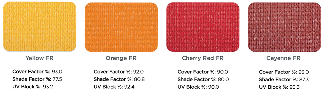 shade fabric colors from yellow to red